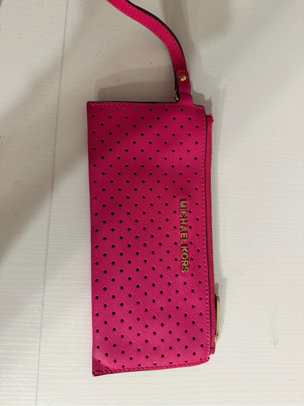 Michael Kors Hot Pink Perforated Tote with Wristlet - Picture 4 of 4